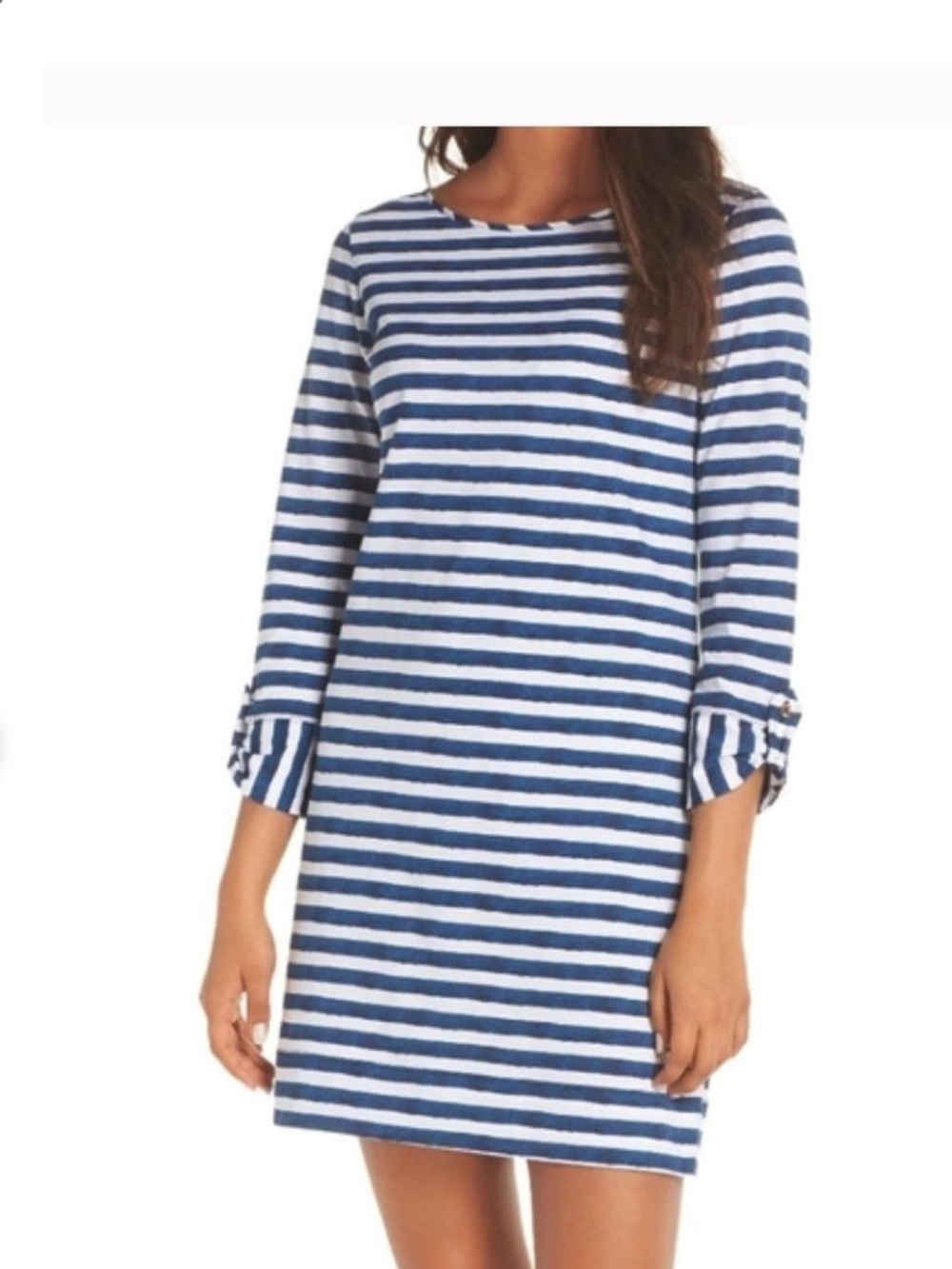Lilly Pulitzer Navy and White Striped Midi Shift Dress